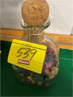 JAR OF ANTIQUE CLAY MARBLES