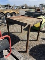 Small, steel welding table