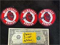 3 MILWAUKEE BRAVES PATCHES