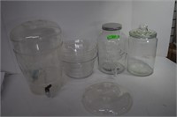 Two Glass Jars & Plastic Ware