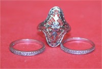 3pc 14k gold Rings, 2 are size 5.5, filiagree is