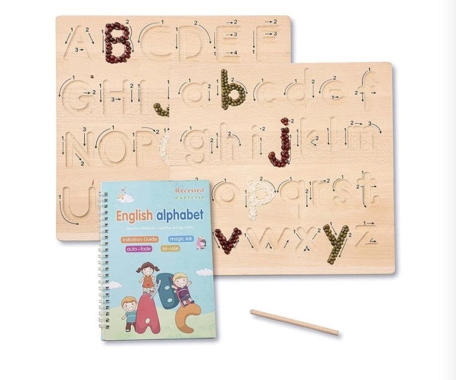 Alphabet Tracing Borad - Wooden Montessori Toys -