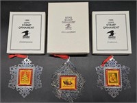 (3) Collectable US Postage Stamp Ornaments