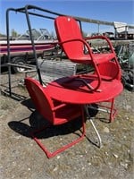 Metal red patio table and chairs