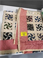 1932 SIGNED HAND STITCHED PATCHWORK SWIRL QUILT
