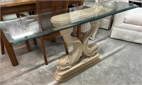 Glass Top Entry Table with Resin Style Fish Base