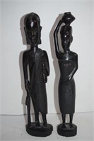 2- Carved Wood Statues, See Photos For Damage