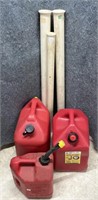 3 Multi Size Gas Cans, 3 Beach Fishing Pole