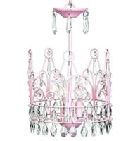 Chandelier 3 Light Crown Pink