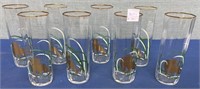 Asian Style 8 Pcs Hand Painted Glassware