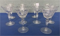 Vintage Etched Glass Crystal Sherbet/ Cordial
