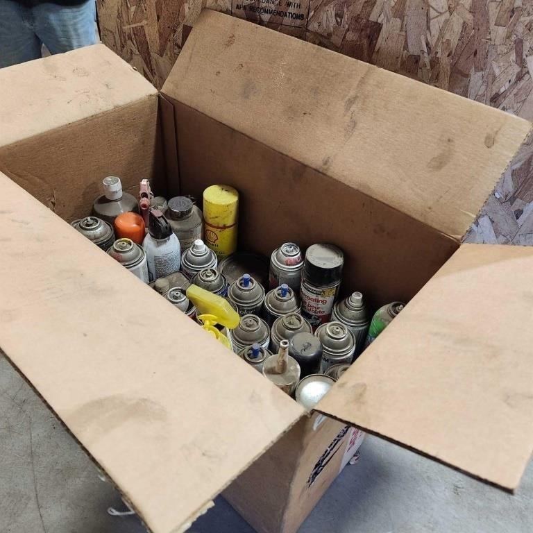 Various part cans of Lubricants and paint