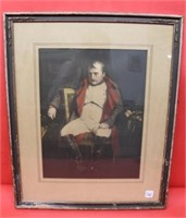Antique Napoleon Lithograph 23.5" x 19.5" frame