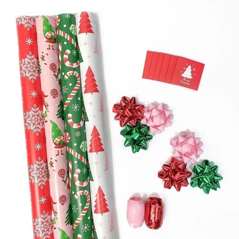 SM3704  LaRibbons Gnome Pink Giftwrap Set