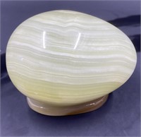 Polished Agate Stone Egg on Base
