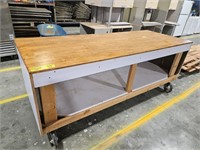 LARGE ROLLING WORK TABLE...8' X 3'