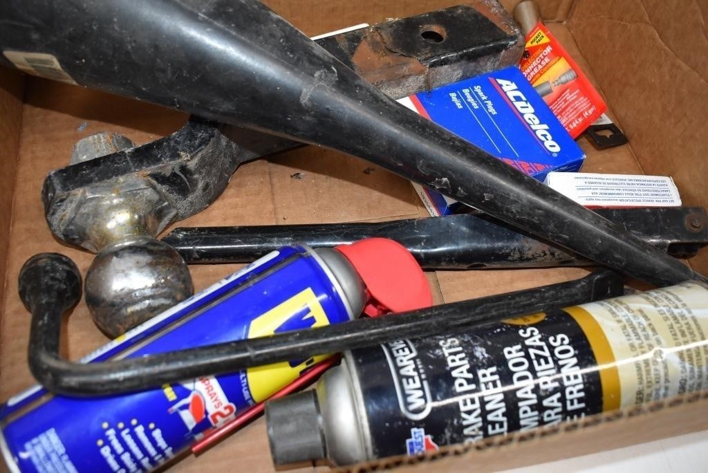 Trailer Hitch, Funnel, WD-40, Misc. Tools