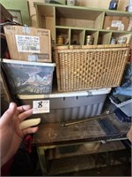 Wicker Basket and 3 Boxlots of Misc.