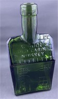 EC Booz Old Cabin Whiskey Green Glass Bottle