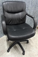 Black leather style rolling computer chair