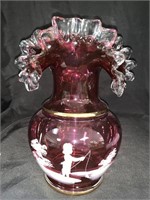 10.5 “ FENTON CRANBERRY SILVER CREST MARY GREGORY