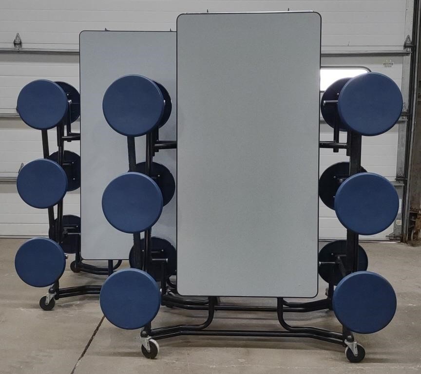Foldable Cafeteria Tables w/ Stool Seats, 12'