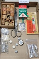 VTG FLAT OF ASSORTED SEWING SUPPLIES
