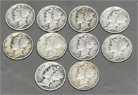 10 - Silver Dimes 1940-1945