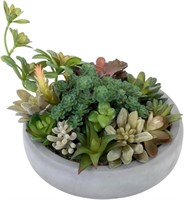 MyGift Faux Assorted Succulent Plants in Round Gra