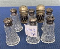 Vintage Pressed Glass Salt Pepper Shakers ,Silver