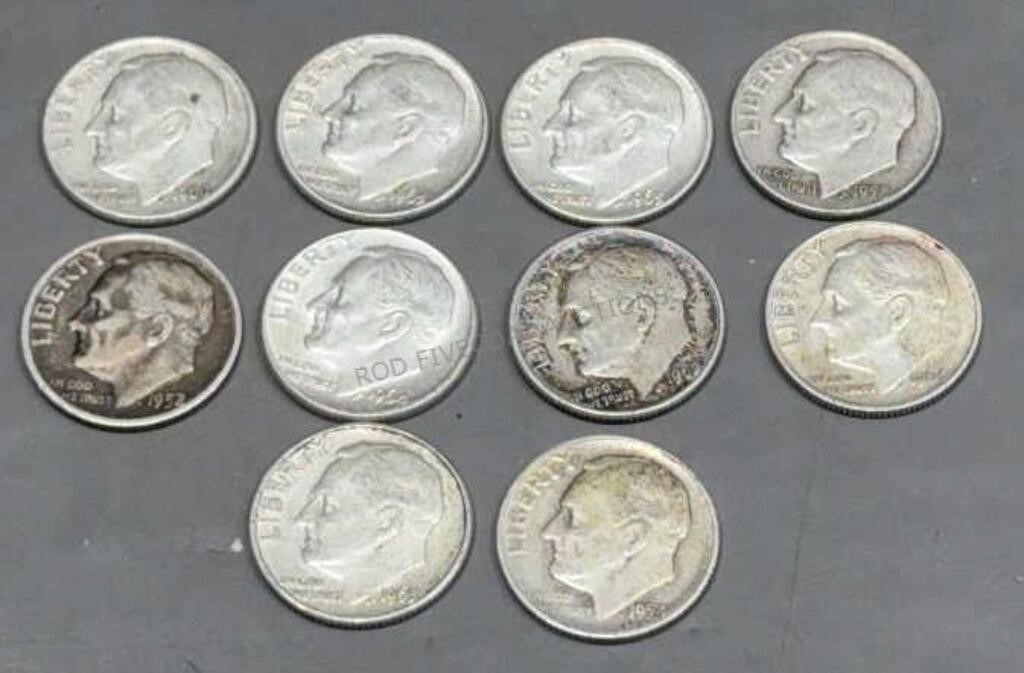 10 - Silver Dimes 1952-1964