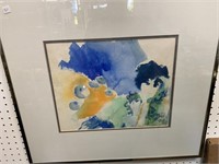 FRAMED ARTIST SIGNED ABSTRACT WATERCOLOR PAINTING