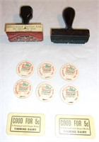 Vintage dairy items w/ cream caps.