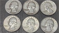6 - 90% Silver Quarters 1946-1964