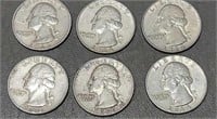 6 - 90% Silver Quarters 1963-1964