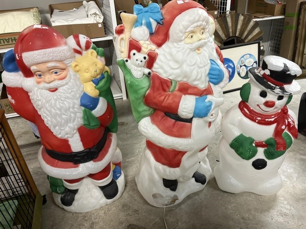 Pair Santa & Snowman Some Light Up