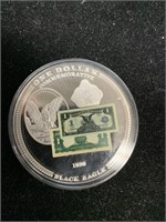 COMMEMORATIVE AMERICAN MINT SILVER PLATE $1 BLACK