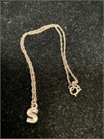 STERLING 10 “ CHAIN W/ “ S “