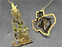 (2) Gold Tone Armadillo & Texas Ornaments
