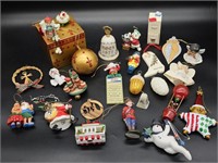 Selection of Christmas Ornaments & a Noel Bell