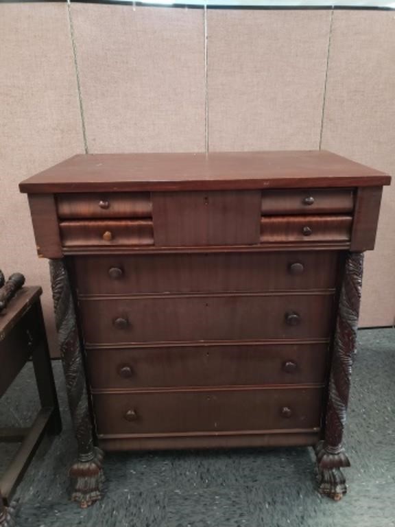 Antique American Empire Lions Feet Dresser