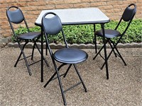 Vintage Folding Card Table w/ 3- Folding Chairs