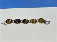 Tiger's Eye Bracelet Marked 925 - 8 " long