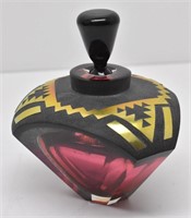 1992 Signed Geometric Form Glass Perfume Bottle