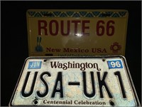 1996 WASHINGTON STATE LICENSE PLATE & ROUTE 66