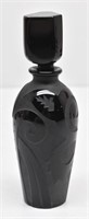 Art Deco Black Etched Glass Perfume Bottle