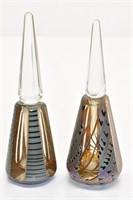 (2) Art Glass Iridescent Perfume Bottles