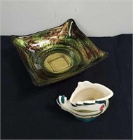 8x8-in glittery art glass bowl possibly Murano,