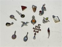 14 Pendants / Charms with mixed stones - all