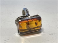 Amber & Sterling ( tested ) Ring Size 8